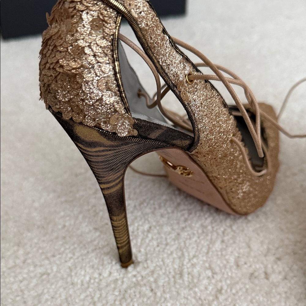 🔥🔥🔥Monika Chiang Bronze Lace-Up Heels - Picture 9 of 12